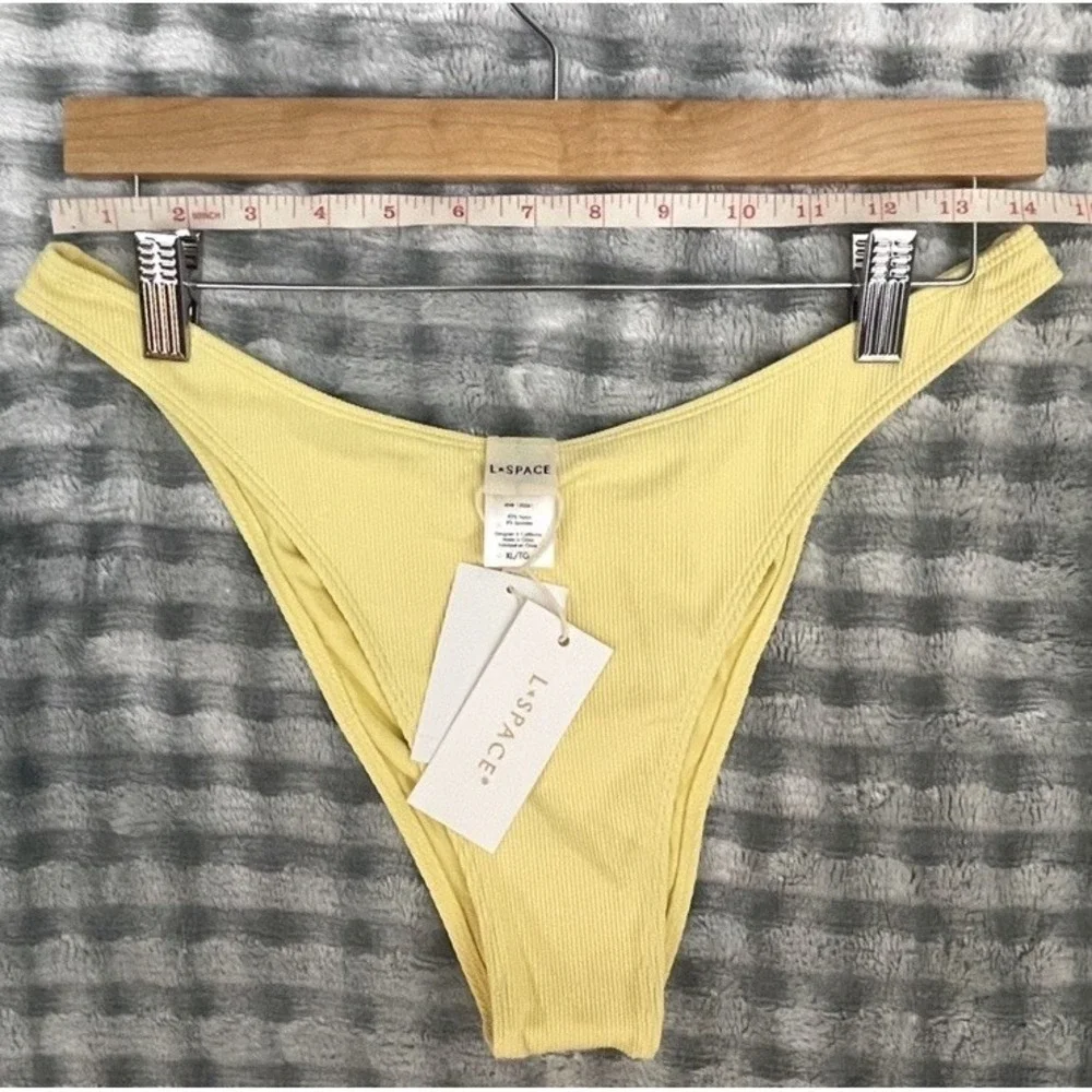 New! L*SPACE‎ Donnie Bottom Bitsy Ribbed Cheeky Bikini Bottom Daisy Yellow XL